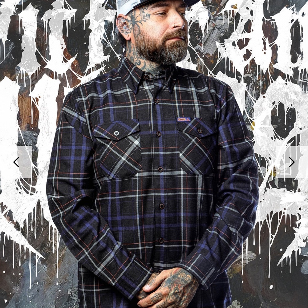 DIXXON Fit For An Autopsy- THE NOTHING THAT IS Flannel- Men’s XL- Blk/Blu/Og/Wht